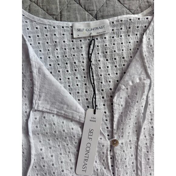 Self Contrast White Eyelet Tiered Maxi Dress Medium New - Picture 3 of 8